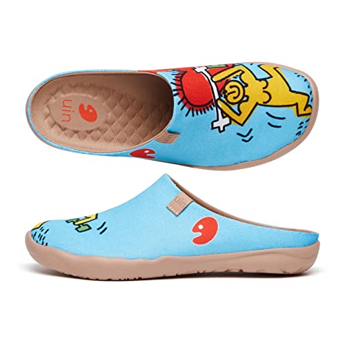 Image of UIN Slipper Woman Travel Art Painted Shoes Wide Toe Casual Home Slip On Mules Malaga
