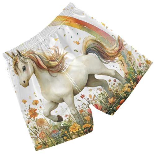 Pigsaly Boys Swim Trunks Unicorn Flowers Boys Board Shorts Swimsuit Swimwear Summer Bathing Suit 3T2