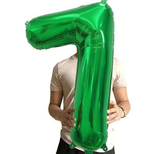 Image of Number Balloons Green Party Balloon - Giant Number 7 Balloon, 40 Inch Large Balloon for St. Patrick's Day Games Theme Birthday Decoration, Girls Boys Party Supplies