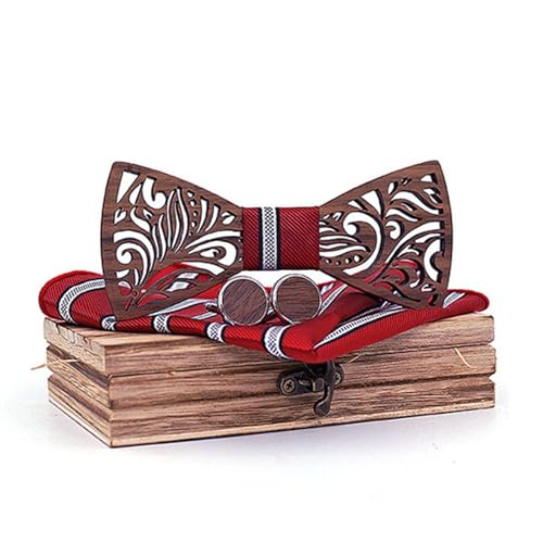 Nœud papillon en bois coffret cadeau idéal pour marié avec boutons de manchette et pochette