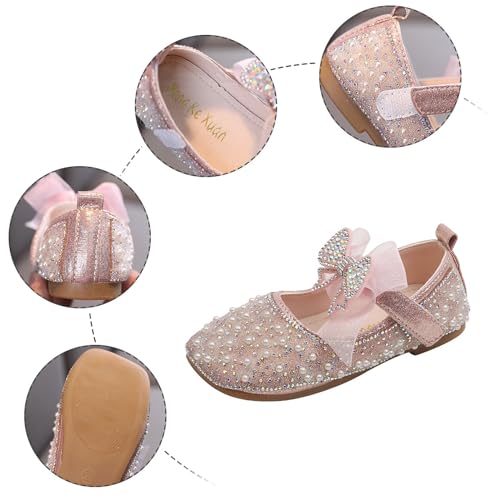 Girls Mary Jane Dress Shoes Princess Ballerina Pearl Rhinestones Shining Low Heels Party Wedding Student Shoes4