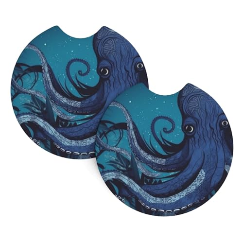 Portavasos para carro con diseño de pulpo azul, 2 piezas miniatura 7