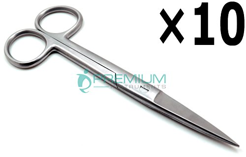 10× Medical Left Handed Scissors Straight 5.5