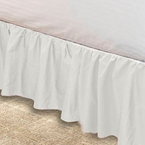 SHOPBEDDING White Bed Skirt Full Size 21 inch Drop - with Split Corners - Cotton Blend Full Ruffle Bed Skirt, Dust Ruffle with Platform, White Full Size Bedskirt, Machine Washable - Thumbnail 3