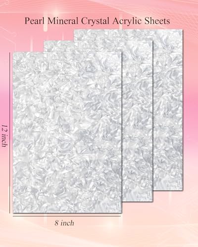 Image of TOEPODO Pearl Mineral Crystal Acrylic Sheets 1 /8 Thick Cast Acrylic Opaque Plastic Panels for Laser Cutting Crafting DIY Home /Festival Decore(3,White, 8x12 Inch)