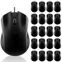 Tellegloww 20 Pcs Wired USB Computer Mouse Bulk 3-Button Corded Wired Mouse for Laptop Desktop Computer Mice for PC Office School Home Supplies, Black