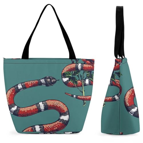 Sac de shopping serpent rouge et noir idéal pour vos voyages