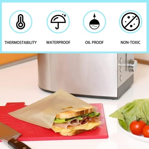 10 Pack Toaster Bags,Non-Stick Reusable Washable toastbag Toasted Sandwich Bags, toastbeutel bag for Microwave Grill Toaster