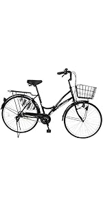 21Technology折りたたみママチャリ 26インチ ６段ギヤ付き メーカー直売】折りたたみ自転車 ママチャリ 26インチ シマノ6段変速