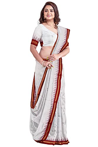 Image of Odisha Sambalpuri Handloom Ikat Women's Cotton Saree, Odisha Handloom Handmade Pure Cotton Khandua Saree, Ikkat Orissa Traditional Handloom Saree Without Blouse