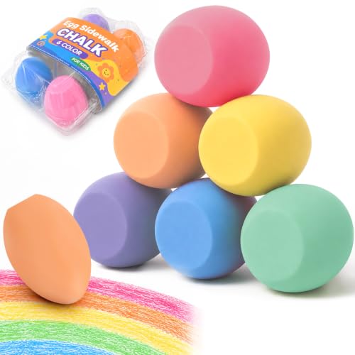 JustRed Egg Sidewalk Chalk Set 6-Pack Multicolor Washable Egg-Shaped Chalks for Outdoor Play Chalkboard Art & Easter Egg Hunt