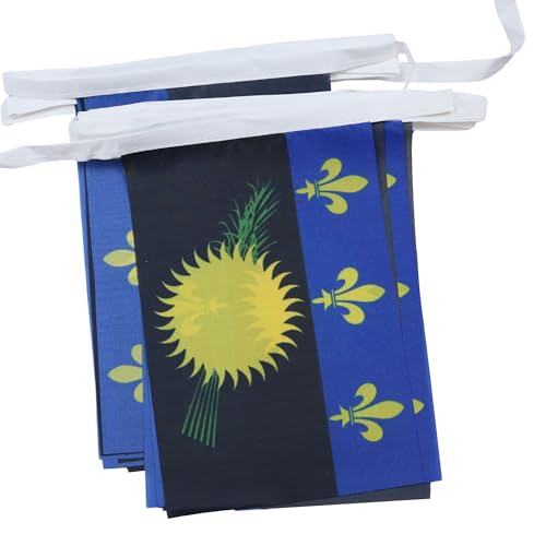 Image of AZ FLAG Guadeloupe 6 meters BUNTING Flag 20 flags 9'' x 6'' - French region of Guadeloupe STRING flags 15 x 21 cm