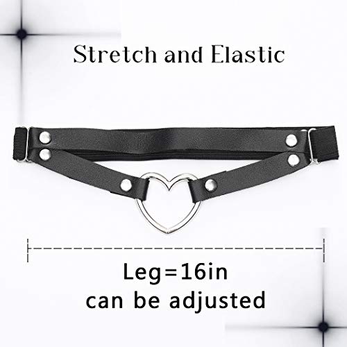 Bodiy Goth Leather Leg Harness Black Punk Heart Garter Belt Rave Club Laryered Thigh Body Harness For Women And Girls (Pieces Of 1) #TOP1