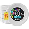 Exquisite Party Solids White Plastic Plates For Party Supplies 10 White Disposable Plates Heavy Duty 50 Pcs Plastic Dinnerware Sets Heavy Duty 350 GSM Disposable Dinnerware Set
