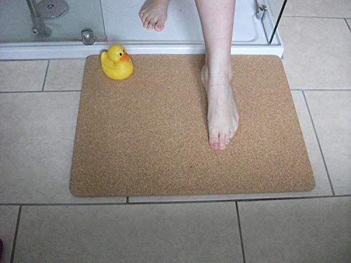 BPIL Rectangular Natural Cork Bath Mat - 62 x 46 cm, Non-Slip, Eco-Friendly, 12mm Thick, Ideal for Bathroom or Shower Protection, Sustainable Cork Material