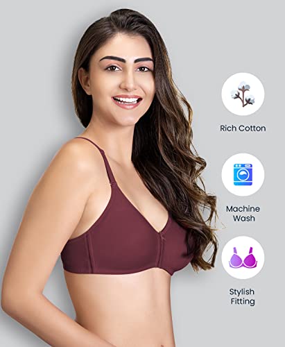 Image of Lyra Women's Cotton Non Padded Wire Free Seamless Bra Wine