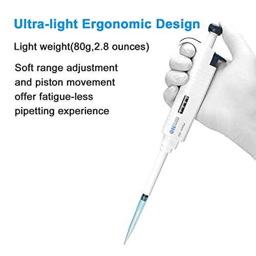 Onilab Lab Micropipette, Single Channel Pipette,Adjustable Volume Pipette, Micro Pipettes, High Precision Pipettor,Fully Autoclavable,10-100Ul #TOP3