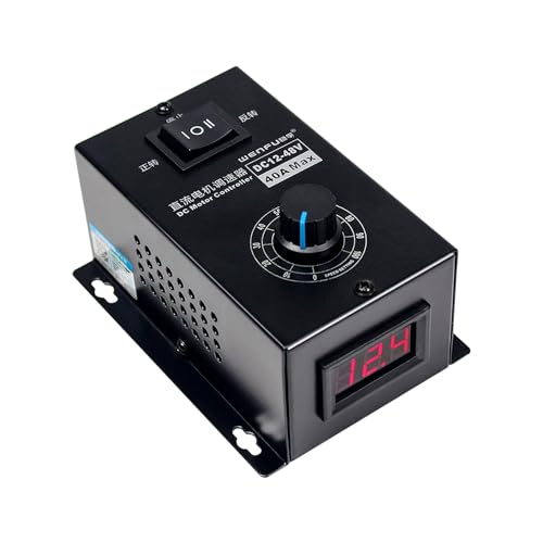 RATTMMOTOR DC Motor Speed Controller PWM 12V~48V DC Adjustable Electric Controller 1200W 25kHZ 40A with Speed Knob, LED Digital Voltage Display, Support Forward and Reverse
