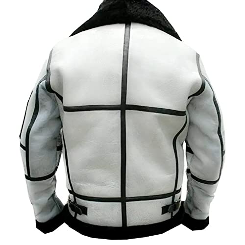 Image of Men's B3 Real Leather Aviator Bomber Jacket with Faux Shearling, RAF Winter Coat