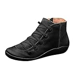 SENDKEEL Stiefeletten Damen Ankle-Boots Flach Spitze Stiefel Kurzstiefel mit Reissverschluss, Frauen Wildleder Schuhe Bequem Damenschuhe Mode Elegant Halbstiefel