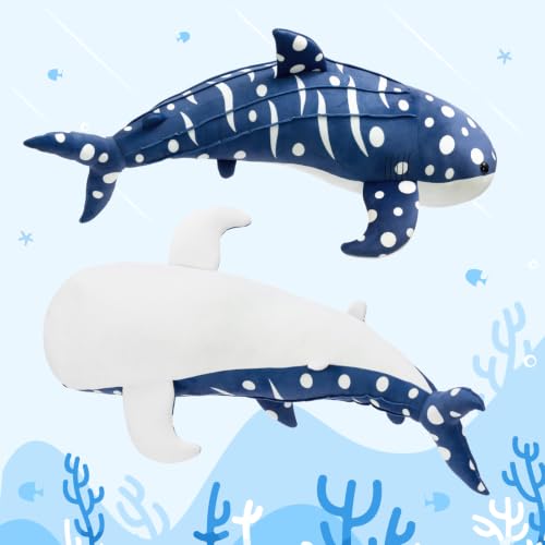 Image of Tezituor 43.3 Inch Giant Whale Shark Stuffed Animal, 4ft Large Stuffed Whale Shark Plush Body Pillow for Girls Boys, Soft Ocean Plush Toy Theme Birthday Gift for Kids Adults