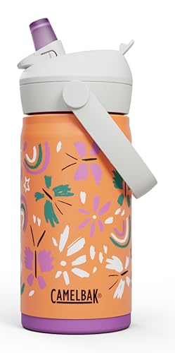 Camelbak THRIVE FS KIDS VSS 12OZ – sports bottle – vacuum insulated stainless steel – leak-proof – keeps water cold – for little adventurers – Butterfly Rainbow, size: OS