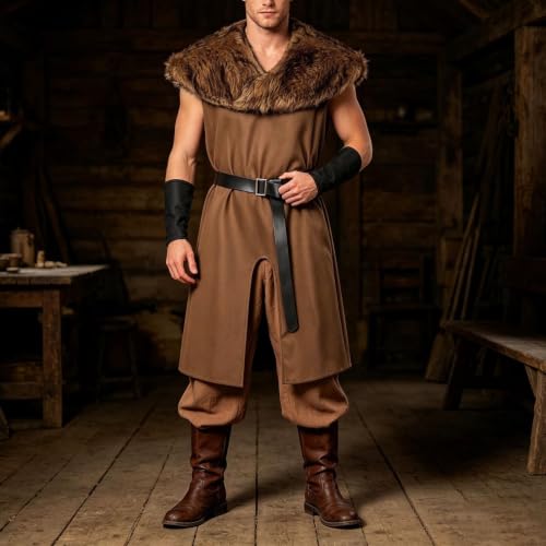 Traje de vikingo medieval para cosplay de Halloween y carnaval 3