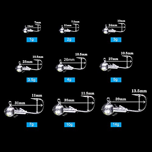 Anzol, Andoer 50 unidades de anzóis de chumbo ganchos de pesca redondo gabarito 1/2/3/3,5/4/5/7/10 /