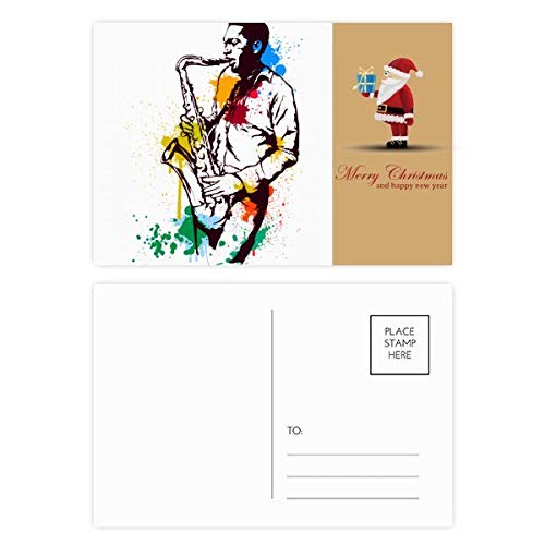 Carte postale remerciement Père Noël rock lot de 20 pour éviter les vœux banals