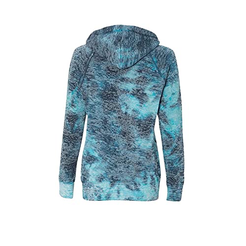 Mv Sport Rainbow Women's Courtney Burnout Hooded Pullover Blend Fleece (Bahama Blue, Medium) #TOP2