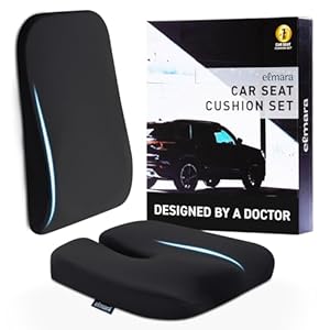 Elmara Cojines de asiento de automóvil diseñados por médicos para conducir, soporte de respaldo de asiento de automóvil, cojín de asiento del conductor y cojín de respaldo para automóvil, almohada