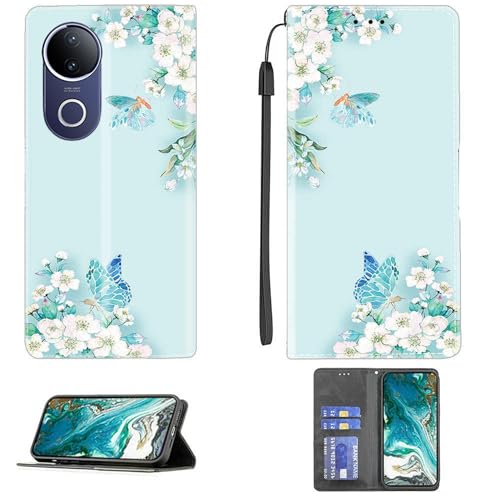 Custodia Comaptibile per Vivo V50E Case Cover Supporto Premium in PU con 9H HD Vetro Temperato CPT8