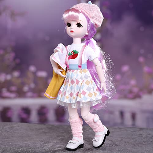 Aongneer 1/6 Bjd Dolls 12 Inch Anime 28 Ball Joints Doll with Fashion Clothes and Accessories, Lifelike Pose Cute Smart Doll for Children Girls as Birthday Gifts -Muyan