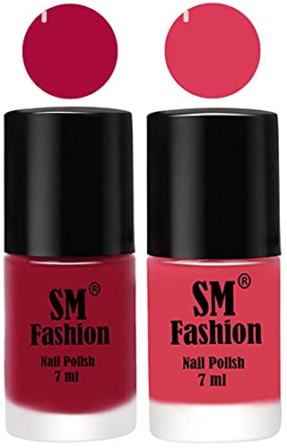 Image of Long Lasting Nail Polish | Nail Paint Combo 7 ml Each) - Set of 2 Raspberry-Rose