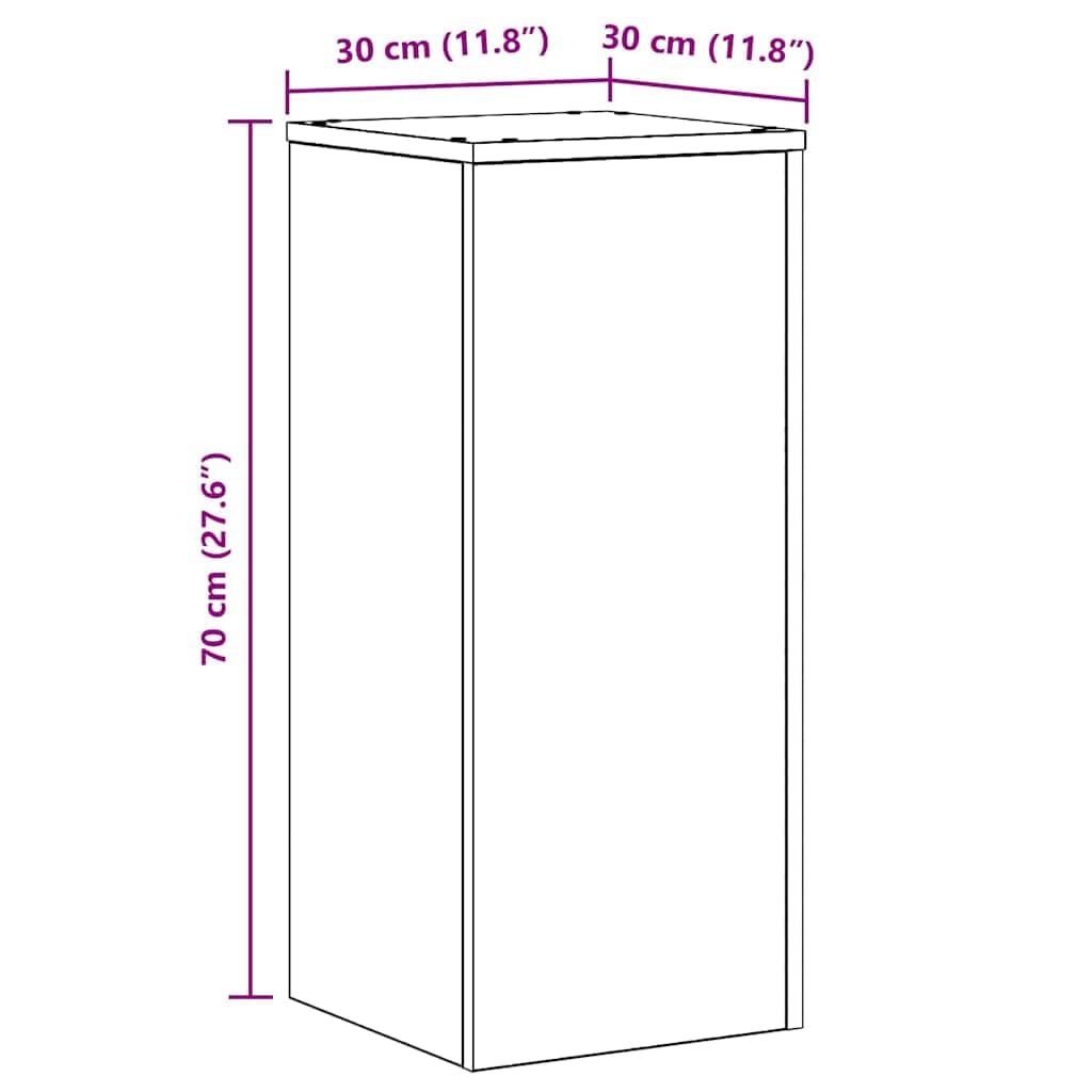 Juego de 2 soportes para plantas en imitación de roble negro, de material de madera, 30 x 30 x 70 cm, para interior y exterior, balcón, terraza, jardín, salón, pasillo, alféizar de ventana