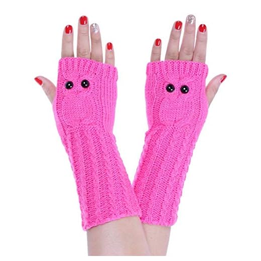 HaiDean handskar stickade fingerlösa over-ärmar värmer pojkar puls trendig chic med uggla varm vinter höst dam män