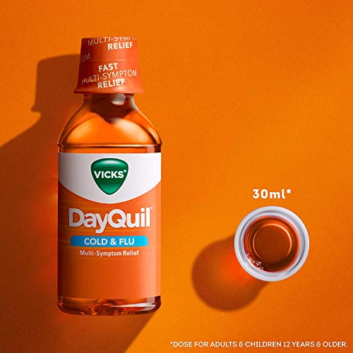 Vicks Dayquil Cough, Cold, & Flu Multi-Symptom Relief, 8 Fl Oz (Non-Drowsy) - Sore Throat, Fever, And Congestion Relief #TOP27