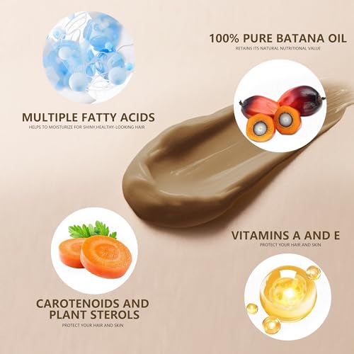 Image of 100% Natural Raw Batana Oil for Hair Growth, Unrefined & Organic Dr Sebi Hair Growth Oil From Honduras, Prevents Hair Loss, Eliminates Split Ends, Enhances Thickness 5.07 Fl Oz (Pack of 2)
