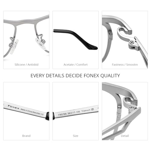Image of FONEX Pure Titanium Glasses Frame Men Square Eyeglasses Optical Eyewear F85775