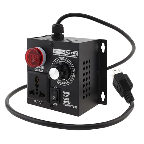 DiGiYes AC Motor Speed Controller Fit for Fan Electric Motor Router Rheostat, SCR Voltage Controller 110V 220V 18A 4000W Max