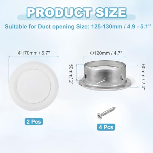 Diffuseur d'air rond 5 pouces pour plafond et ventilation de cuisine - 3