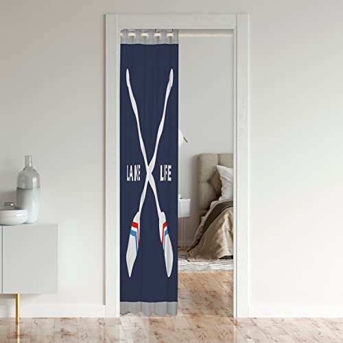 Welcome to The Lake Door Curtain for Doorway Privacy Lake Rules 30%-50% Room Darkening Blackout Insulated Thermal Curtain Lake House Decor Blue Window Treatments 132x203cm - Image 3