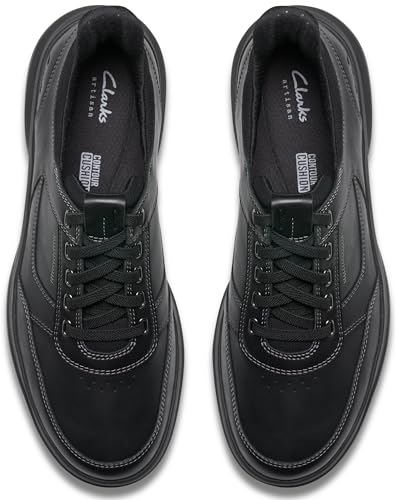 Clarks Clarks - Mens Mullan Easy Shoes, Color Black Leather, Size: 10.5 W US