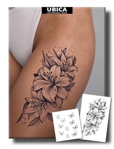 UBICA Semi Permanent Tattoo, Large Flower Temporary Tattoo Waterproof 2 Pcs