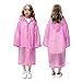 Kids Rain Ponchos (2 Pack ), Reusable EVA Rain Coats for 6-12 Children Boys and Girls, Lightweight Portable Thicken Clear Raincoats Rain Gear Jackets with Hoods for Travel Holiday Park (Pink+Blue)