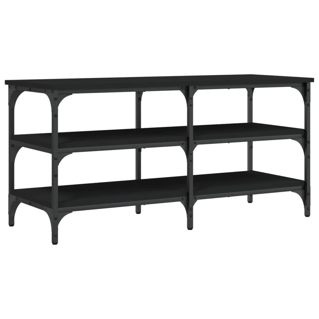Ławka do butów czarna 100x38,5x49 cm Drewno inżynierskie