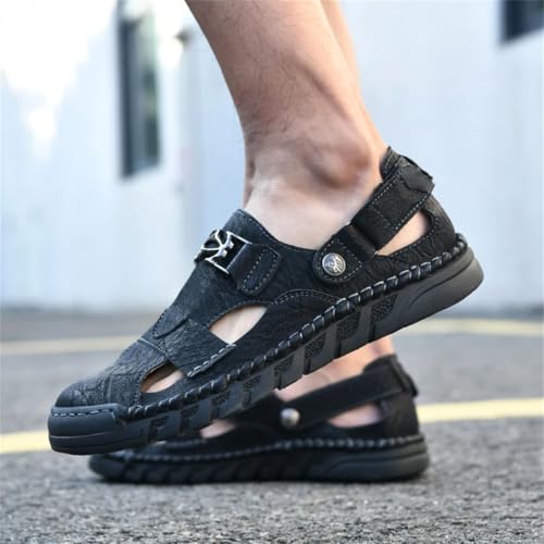 Men’S Breathable Roman Sandals Handmade Leather Slipper Outdoor Beach Sandals Fashion Gladiator Style With Hook Loop2