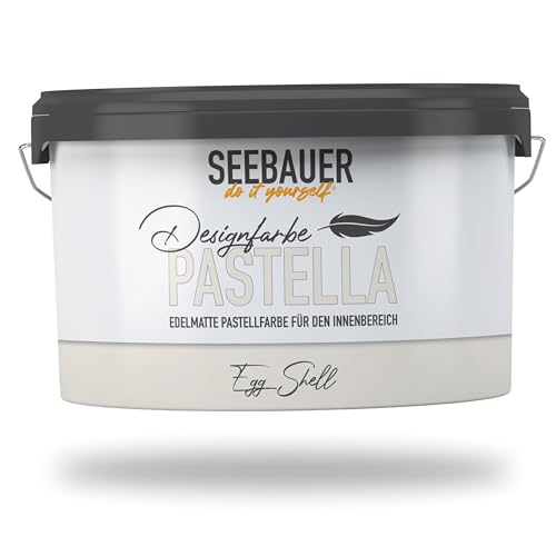 SEEBAUER diy Pastellfarbe PASTELLA Beige 2,5L (Egg Shell) Edelmatte Wandfarbe Beige - Innenfarbe sehr hohe Deckkraft - Matt, Abwaschbar und Tropffrei