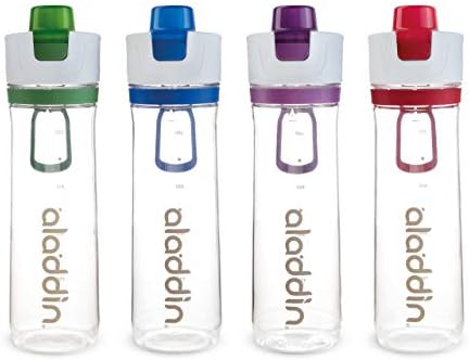 Aladdin Active Hydration Tracker Sports Water Bottle 0.8L Blue  One-Hand Push Button - Leakproof Lid - Refill Tracker - BPA-Free Gym Bottle - Smooth Drinking Spout - Dishwasher Safe