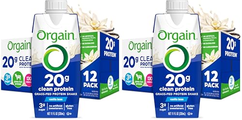 Image of Orgain Clean Protein Shake,Grass Fed Dairy,Vanilla Bean - 20g Whey High Protein,Kosher,Ready to Drink,Low Net Carbs,Gluten Free,No Soy Ingredients,11 Fl Oz,(Pack of 24)